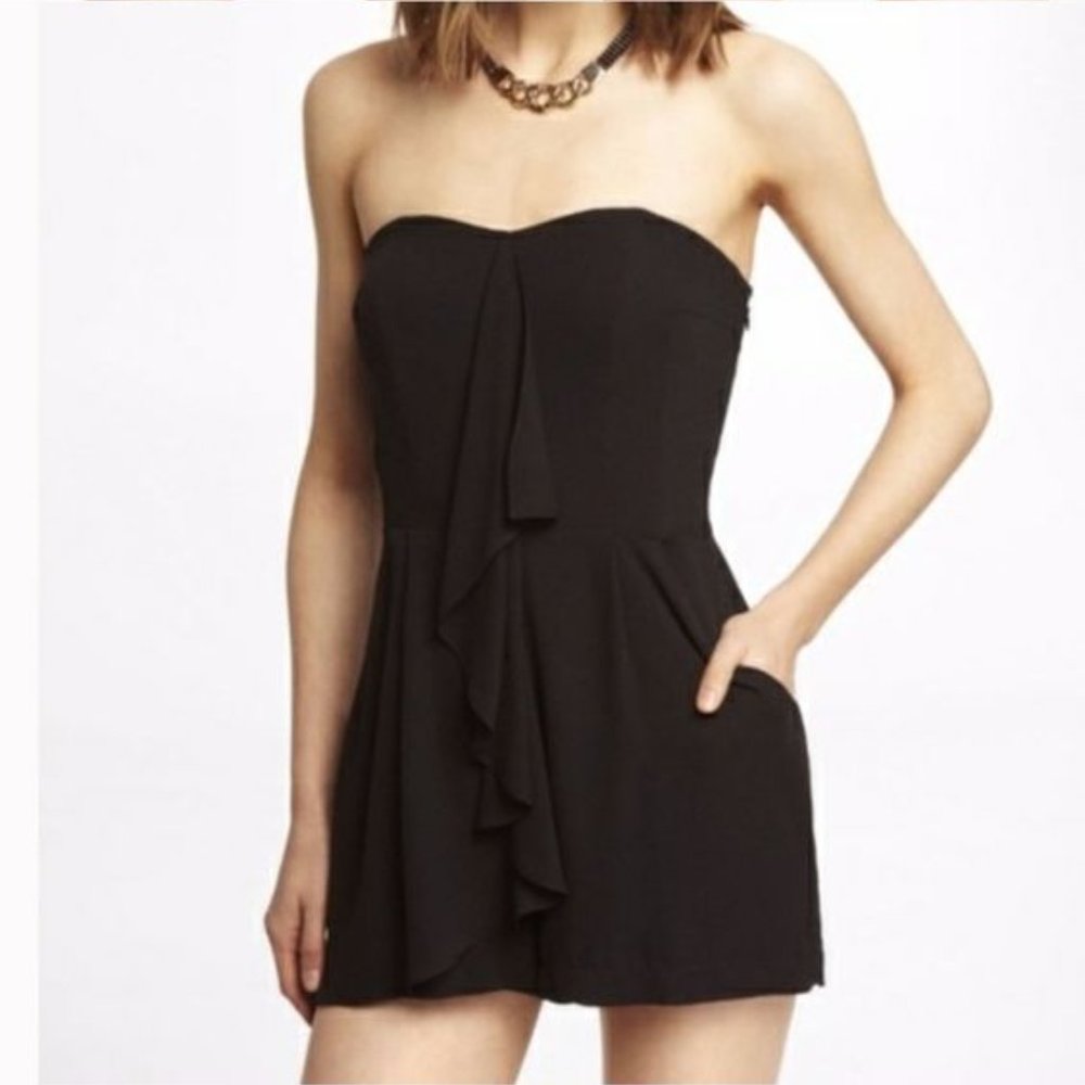 Express Black Strapless Ruffle Romper Size 2